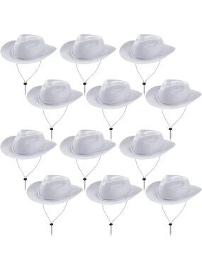 Men's White Plastic Felt Wide Brimmed Western Cowgirl Cowboy Hat 12 Pieces